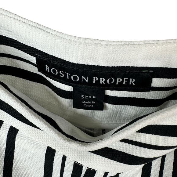 Boston Proper Trouser Pants Womens Size 4 Striped Side Slit Black White Office - Picture 6 of 8